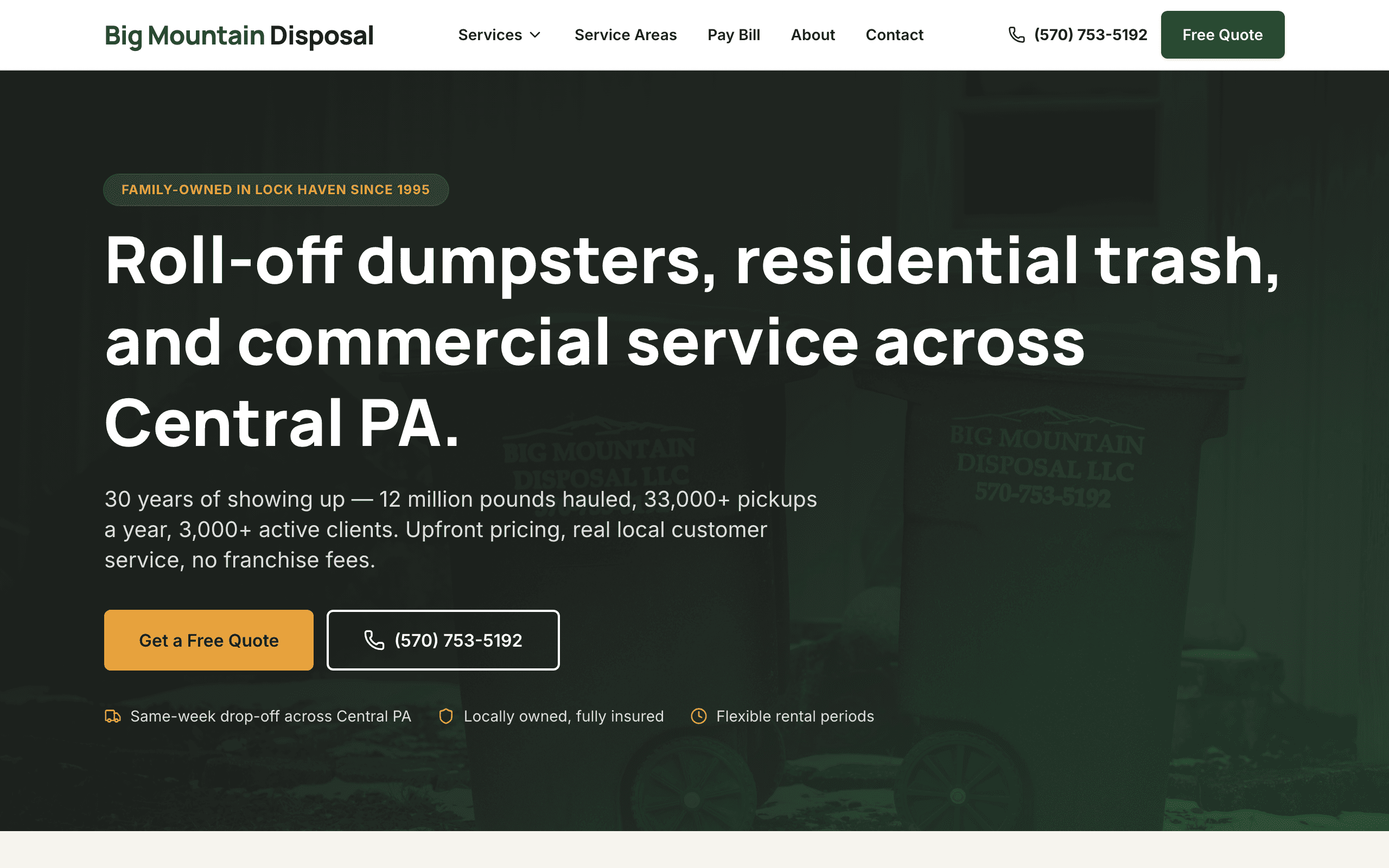 Big Mountain Disposal website screenshot