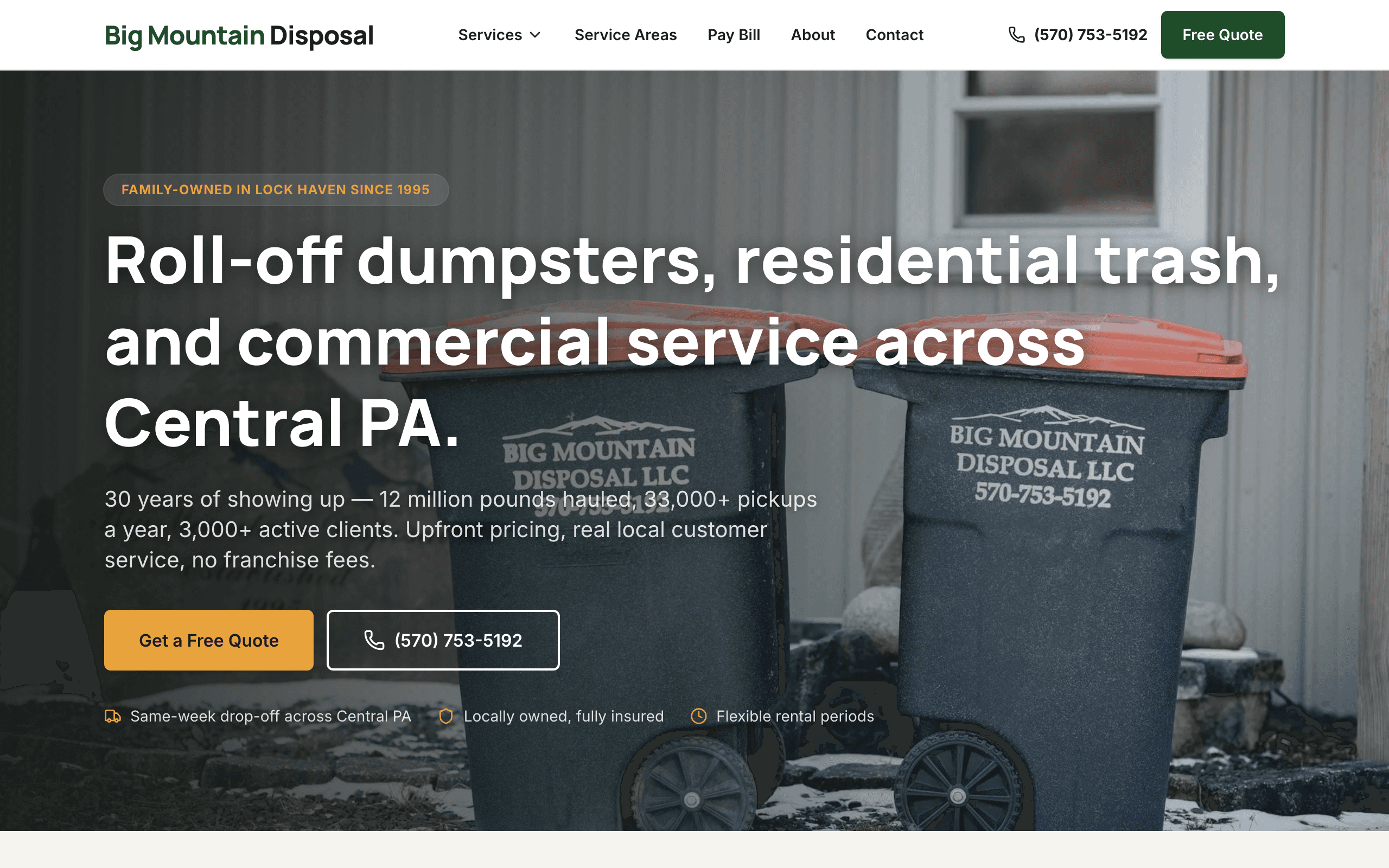 Big Mountain Disposal website screenshot