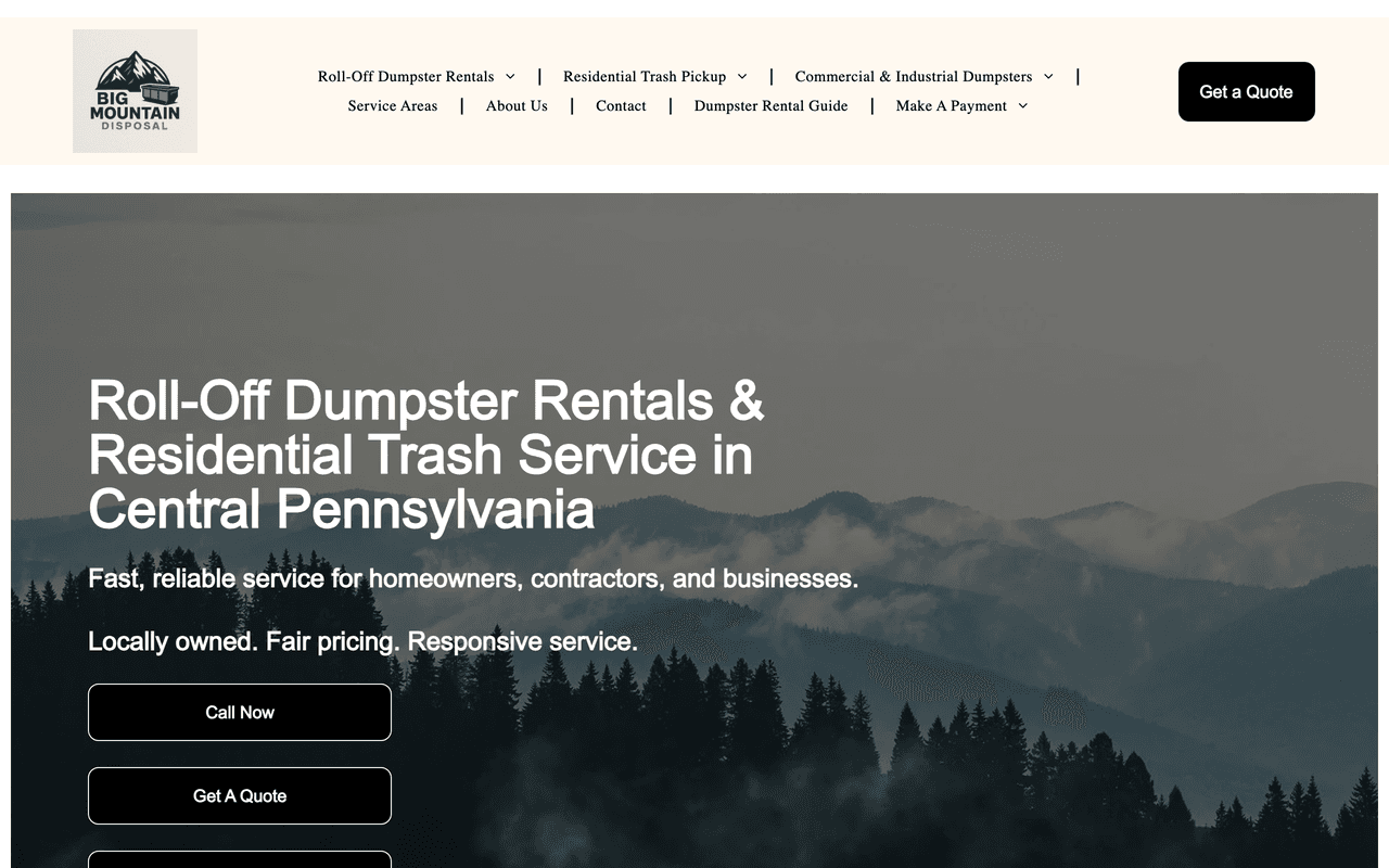 Big Mountain Disposal website screenshot