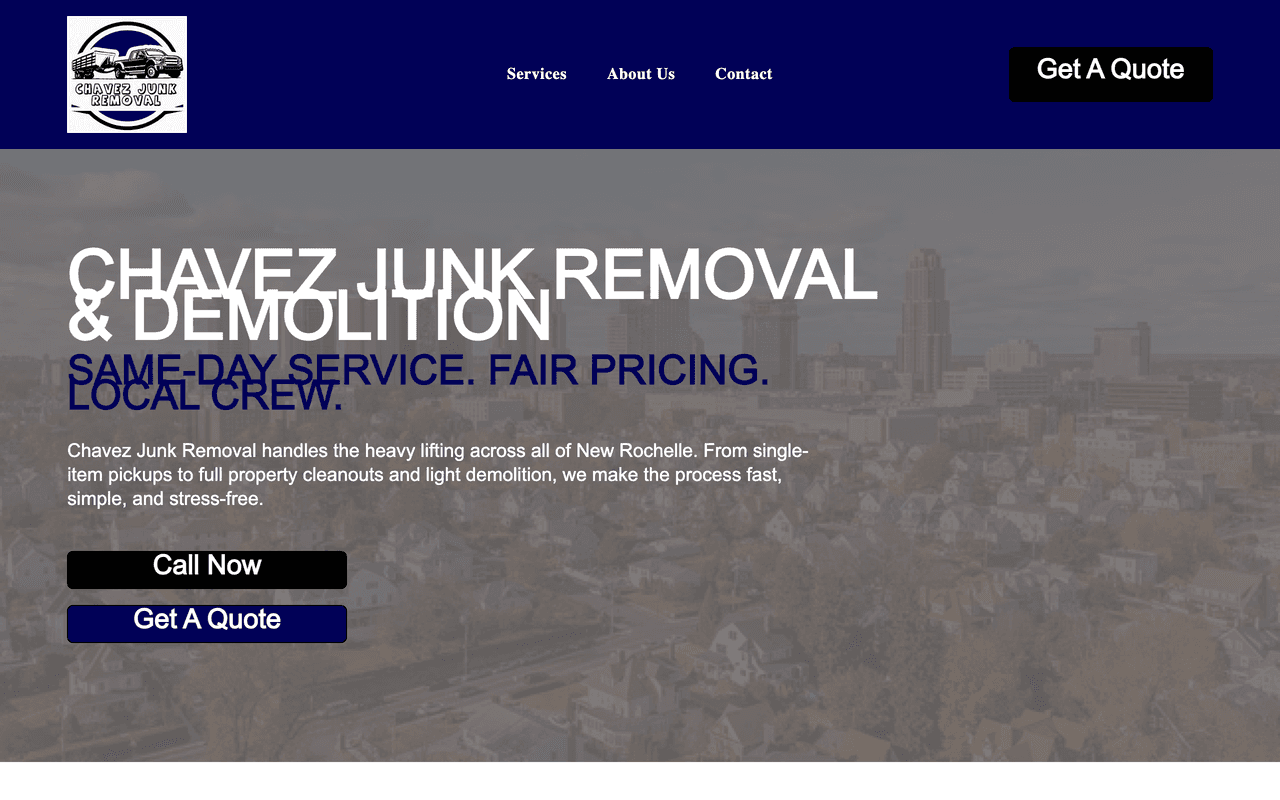Chavez Junk Removal website screenshot