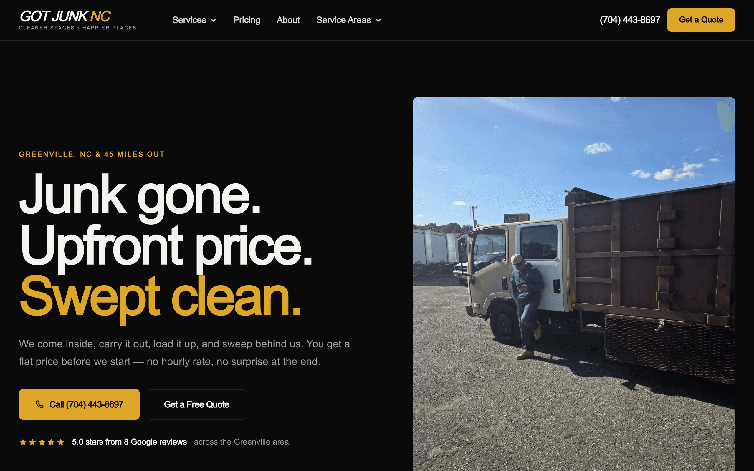 Got Junk NC website screenshot