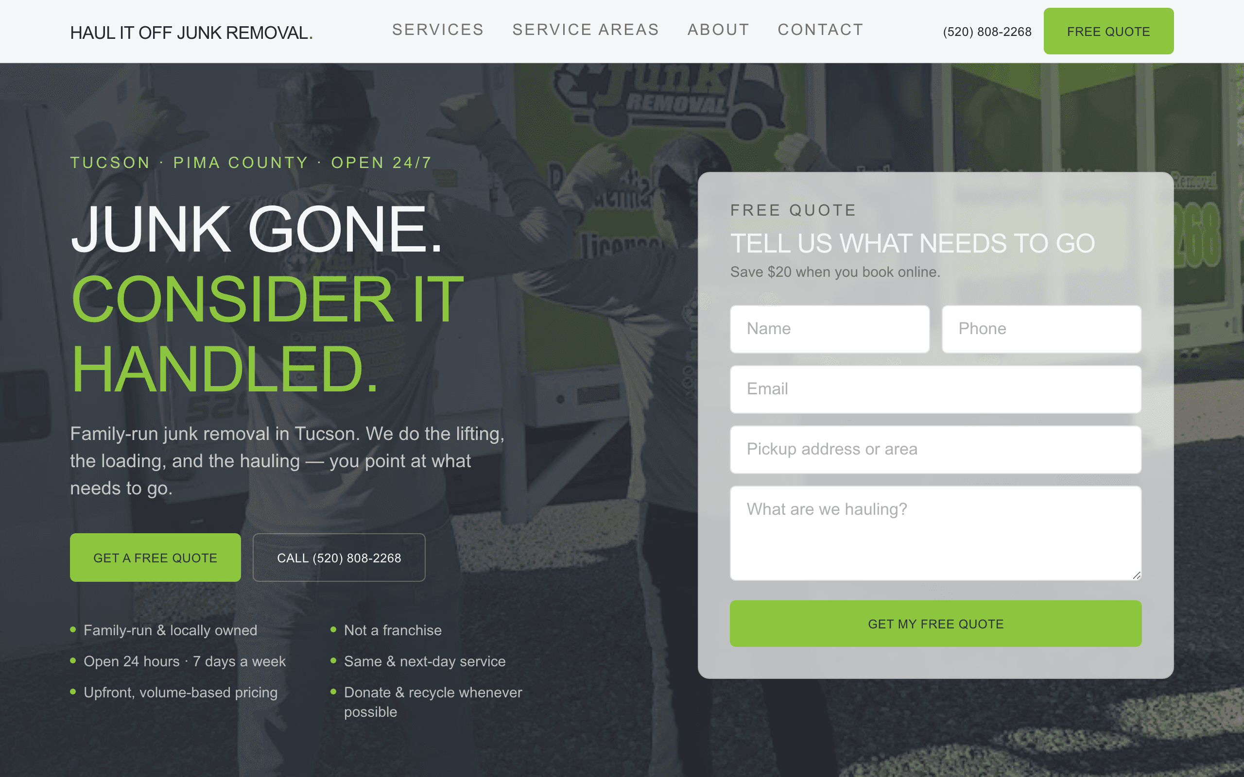 Haul It Off Junk Removal website screenshot