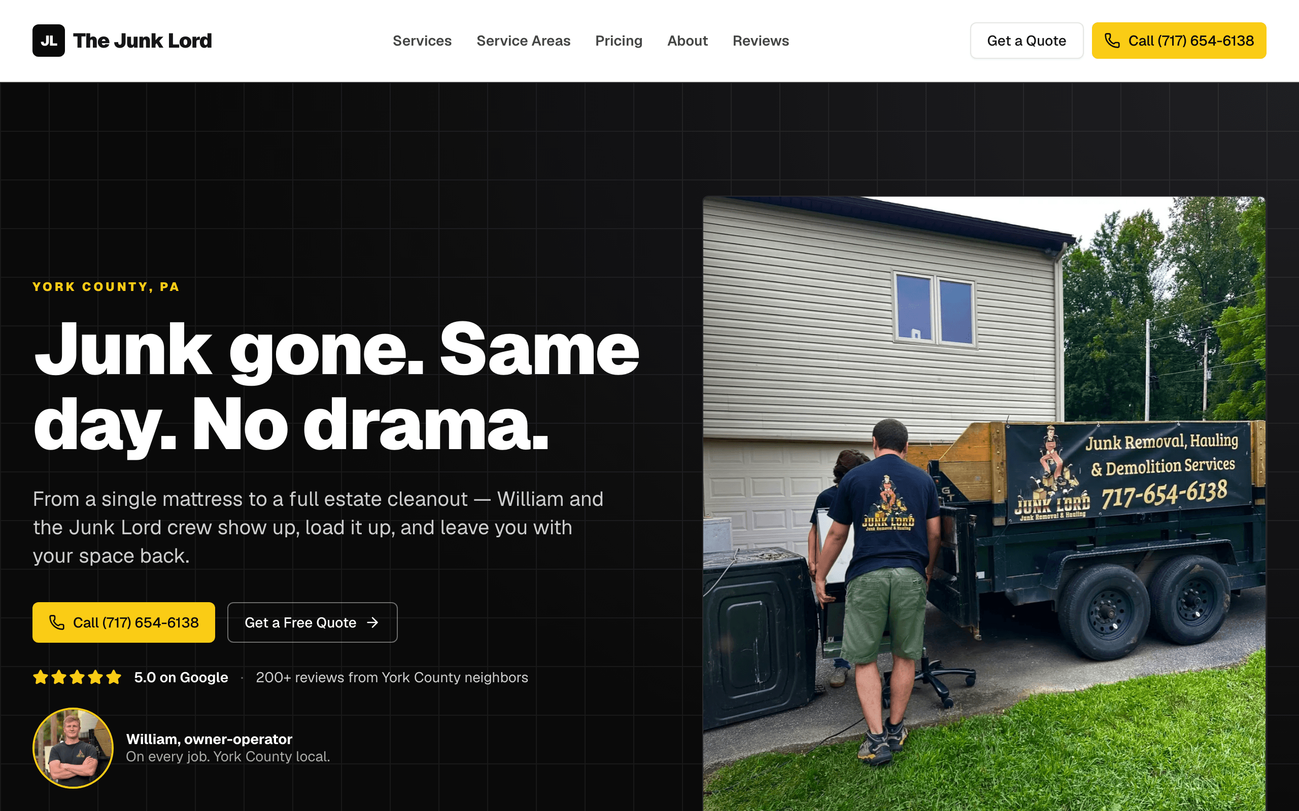 The Junk Lord website screenshot