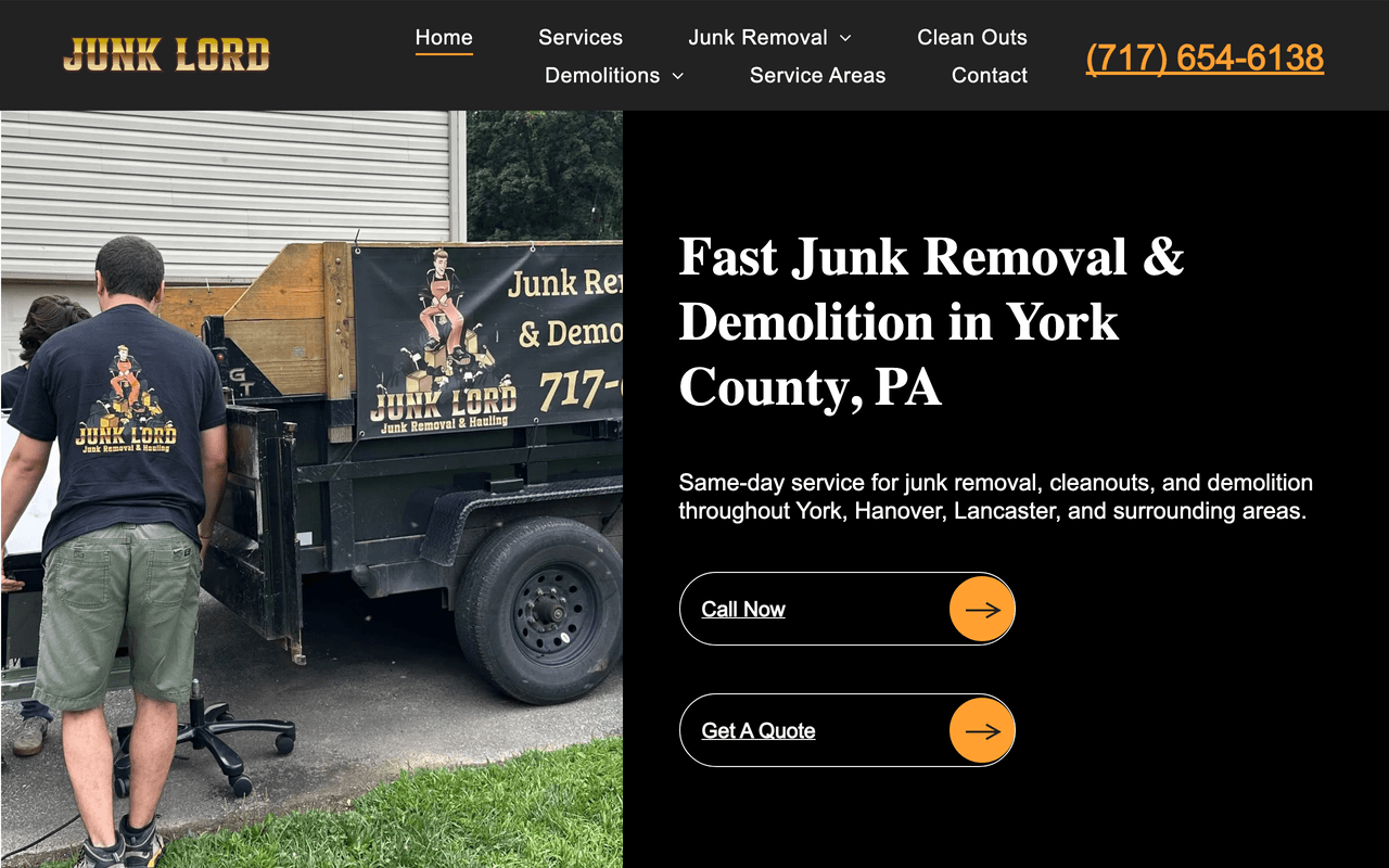 The Junk Lord website screenshot