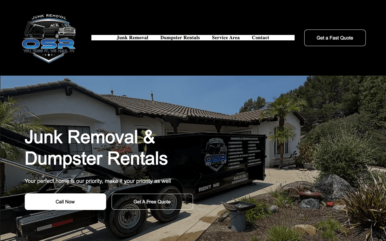 OSR Junk Removal website screenshot