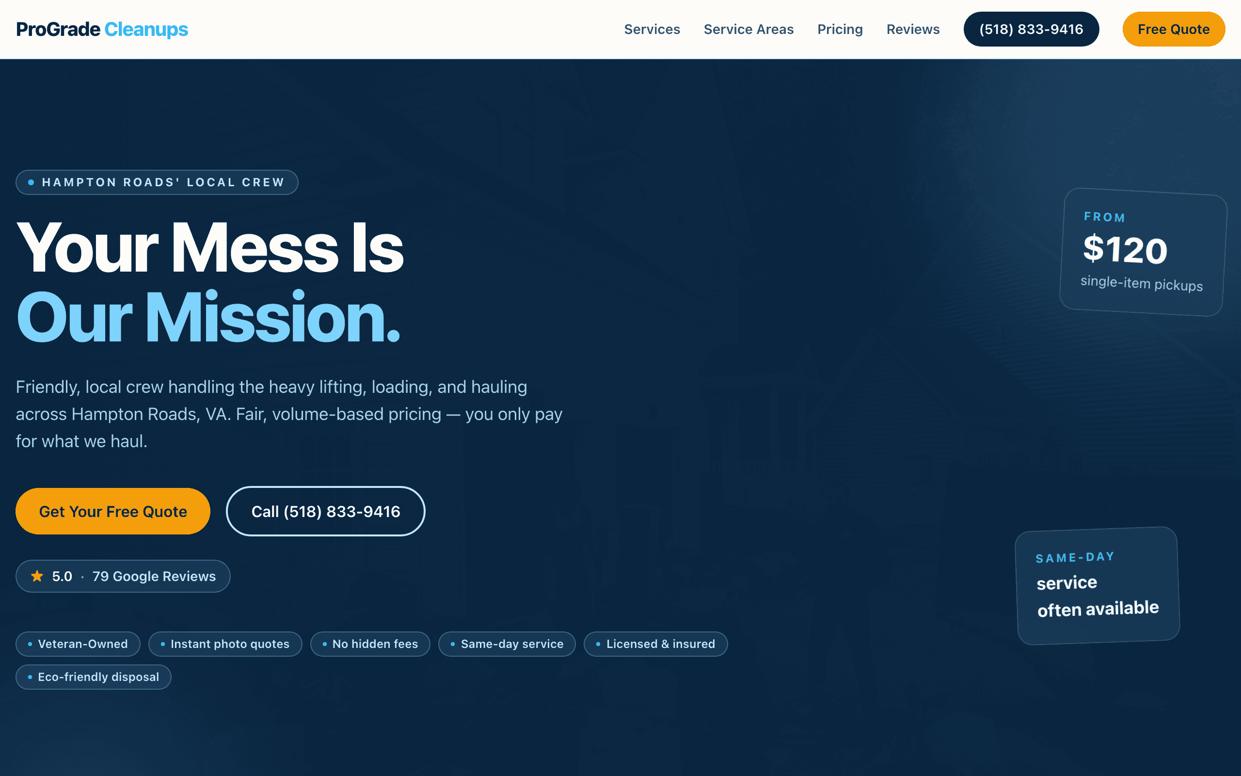 Prograde Cleanups website screenshot