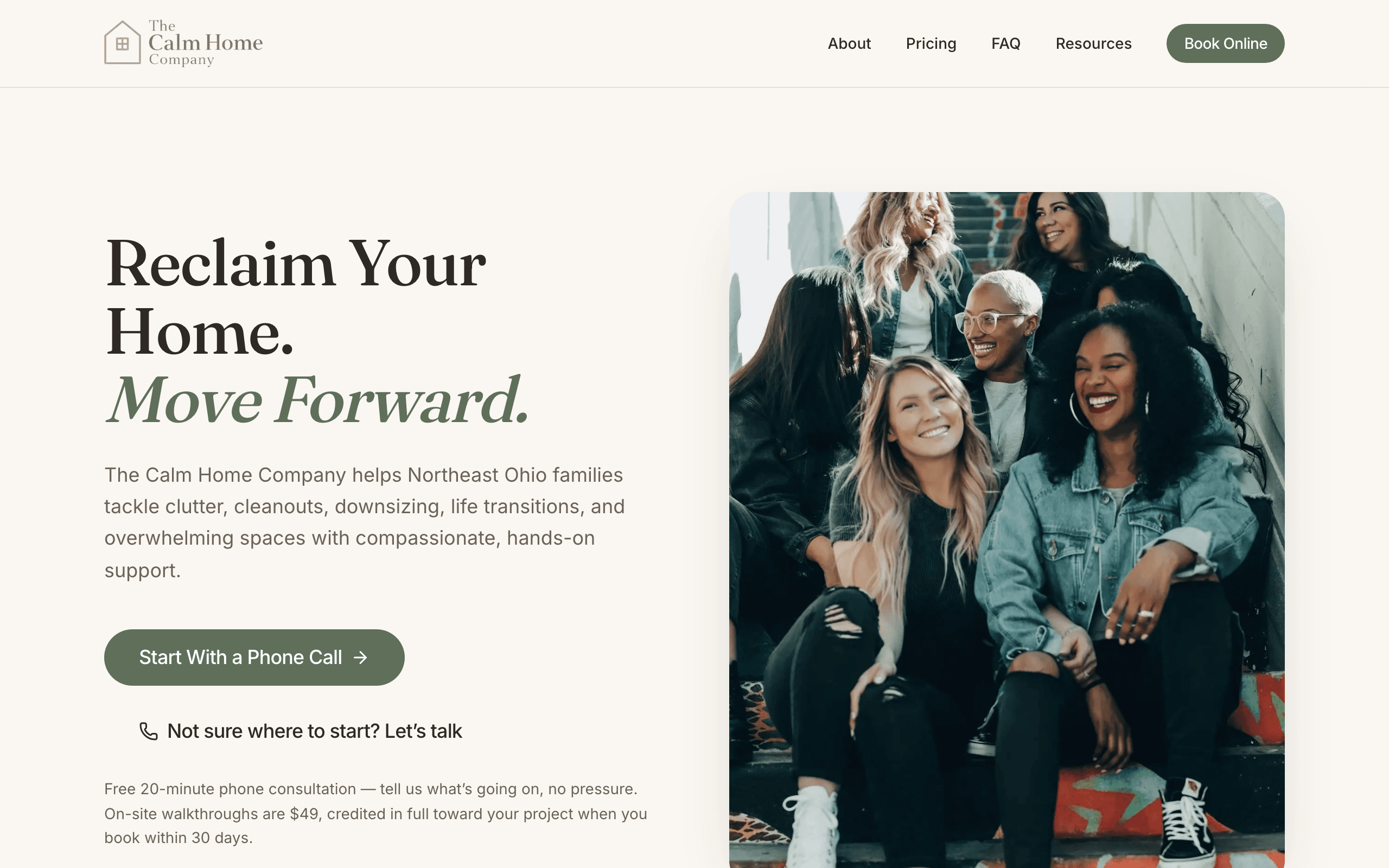 The Calm Home Company website screenshot
